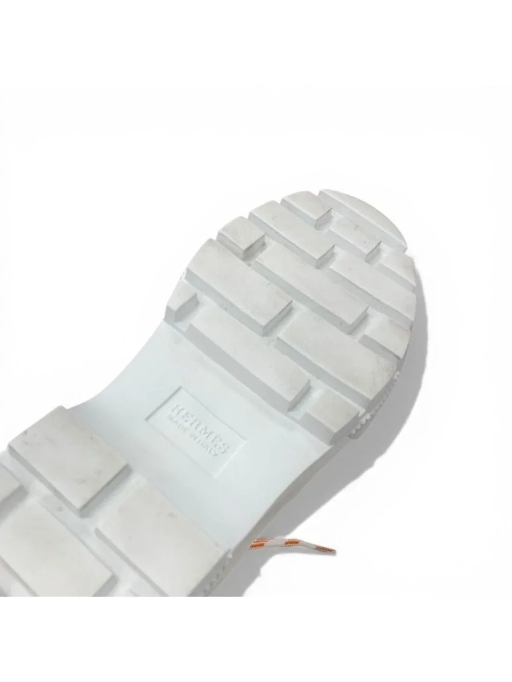 Hermes Fresh Boots Short Shoes Nylon Leather White Orange Lace